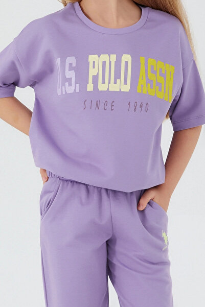 U.S. Polo Assn. U.s. Polo Assn Sea Blue Kırık Beyaz Kız Çocuk Kısa Kol Pijama Takım