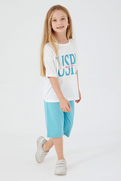 U.S. Polo Assn. Base. Polo Assn Cute Cream Girl's Capri Set