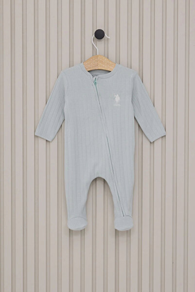 U.S. Polo Assn. Salopetă pentru bebeluși cu mânecă lungă, verde apă, U.S. Pol...