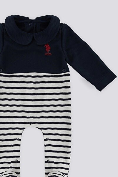 U.S. Polo Assn. U.S. Polo Assn Navy Blue Baby Jumpsuit with Button Detail Booties