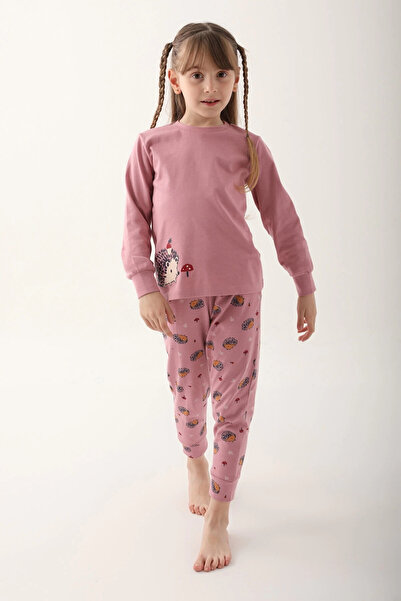 Arnetta Set de pijamale cu mânecă lungă pentru fetiță Hedgehog Purple