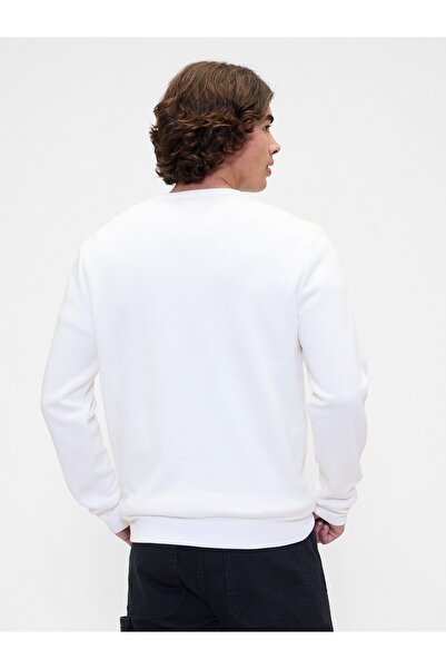 GAP Erkek Beyaz Logo Fleece Sweatshirt