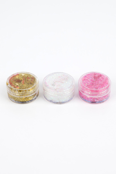 Le Mabelle Gold Pink White Glitter Glittery Girl's Gel Eyeshadow