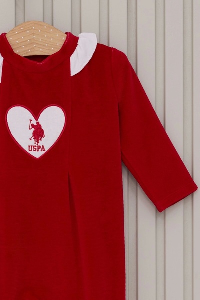 U.S. Polo Assn. Us polo baby girl booties jumpsuit - red