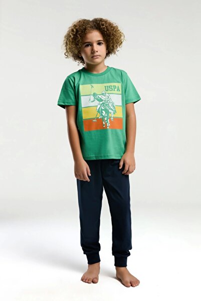 U.S. Polo Assn. U.S. Polo Assn. Erkek Çocuk Yeşil Kısa Kol Pijama Takım