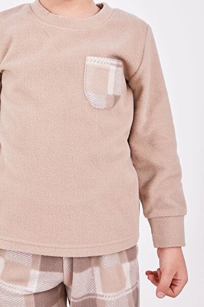 Arnetta Καρό Μπεζ Σετ Πιτζάμες Μακρυμάνικο Αγόρι