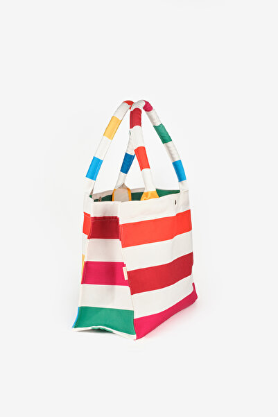 Le Mabelle Πολύχρωμη ριγέ παιδική τσάντα παραλίας