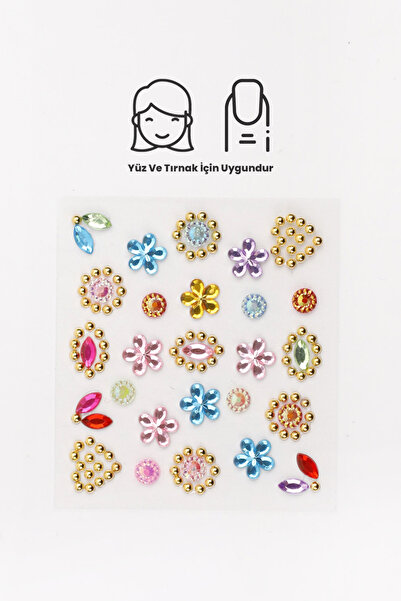 Le Mabelle Çok Renkli Çiçek Temalı Yüz ve Tırnak Sticker