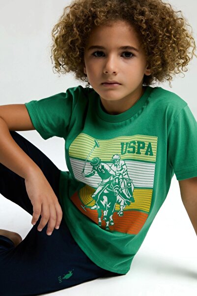 U.S. Polo Assn. U.S. Polo Assn. Erkek Çocuk Yeşil Kısa Kol Pijama Takım