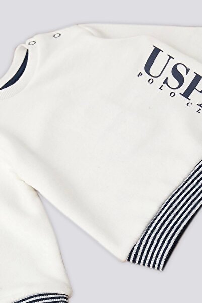 U.S. Polo Assn. U.S. Polo Assn Krem Çıtçıt Yaka Detay Bebek 2 Li Takım