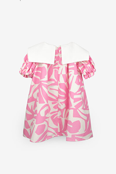 Le Mabelle Pink Leaf Patterned Girl's Dress - Bloom