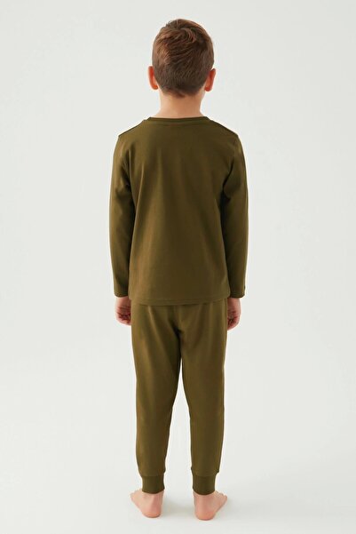 U.S. Polo Assn. Fiú khaki hosszú ujjú pizsama öltöny