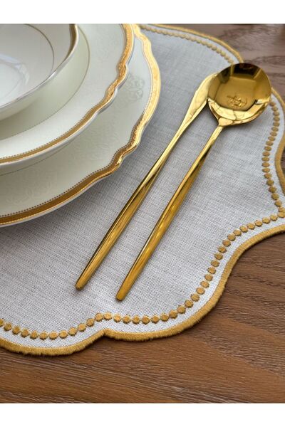 busrasdesign Αμερικανικό σερβίτσιο σκαλιστό χρυσό 2 τεμαχίων