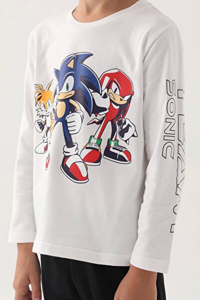 Sonic Modern Sonic White Printed Boy's Pajama Set
