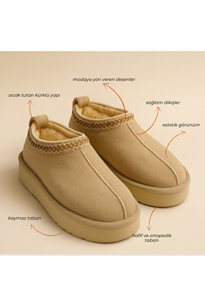 NİLNEHİR ULTRAMİNİ SABO KALIN TABANLI SÜET KÜRKLÜ KADIN BOT