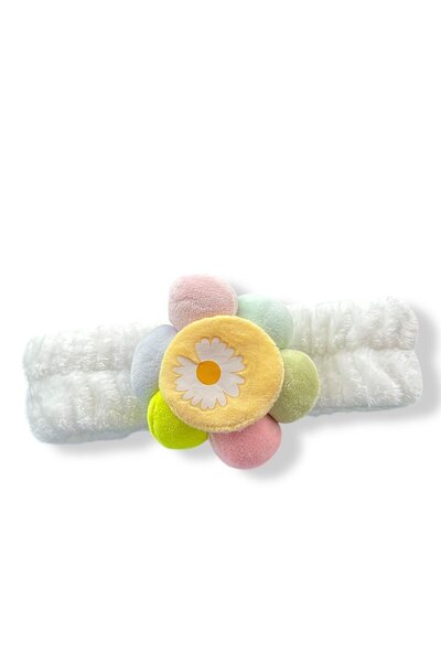 TAKIŞTIR Біла плюшева стрічка для волосся з малюнком ромашки