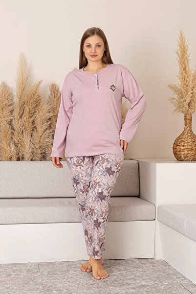 nisaNCa Long Sleeve 100% Cotton Plus Size Mother's Pajama Set - Mother's Special Series
