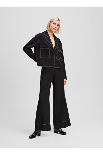 Karl Lagerfeld Yüksek Bel Standart Siyah Kadın Pantolon A3W10096