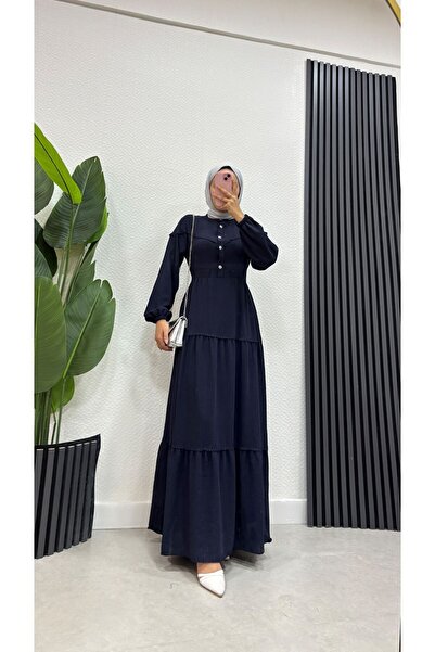 BURCU TESETTÜR Dantelli Önü Patlı Elbise 1155