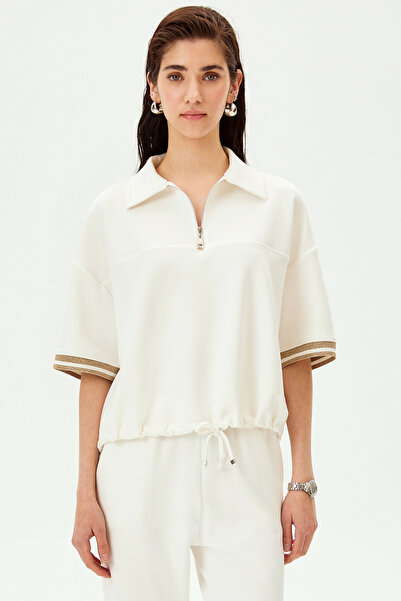 Allyco Πλεκτό μπλουζάκι με χαμηλό μανίκι με λεπτομέρεια με φερμουάρ