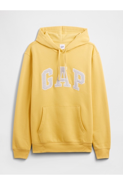 GAP Erkek Sarı Logo Relaxed Fleece Sweatshirt
