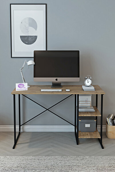 Morpanya Katres Metal Çalışma Masası 2 Raflı Laptop Bilgisayar Masası Ofis De...