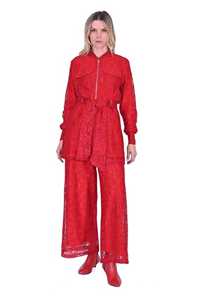 Invee Комплект з брюками та мереживною підкладкою, бордовий