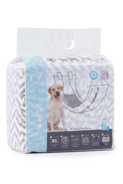 M-PETS DIAPERS ERKEK KÖPEKLER İÇİN KÜLOT (XL) 12Lİ