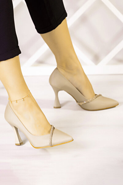 Erkan Saçmacı Večerní společenské boty Roland Ten Satin Stone s špičatou špičkou a tenkým podpatkem