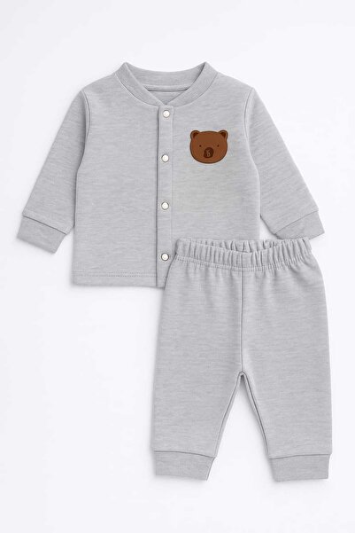 Oz Baby Pamuklu Likralı Önden Çıtlı 4 Mevsim Bebek Takımı (6-24 Ay)