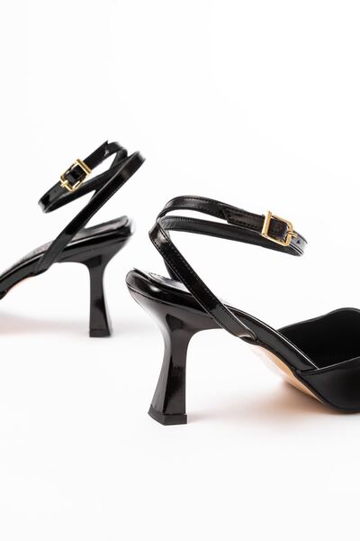 serkanseyyid ST-004 Siyah Rugan Günlük 7 cm Topuklu Ayakkabı