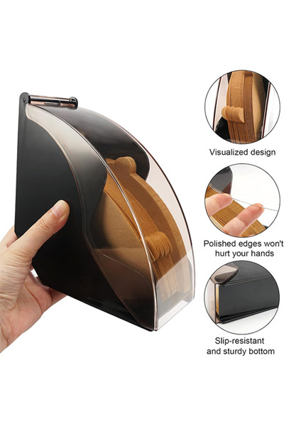 Choxila Coffee Filter Holder, Coffee Filter Storage with Dustproof Cover, Capacity of 200 pcs V60 an