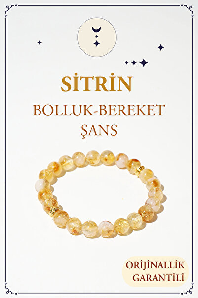 Orenda Design Sitrin Doğal Taş Bileklik (POZİTİF ENERJİ DEPOSU) 1.kalite Doğal Taş