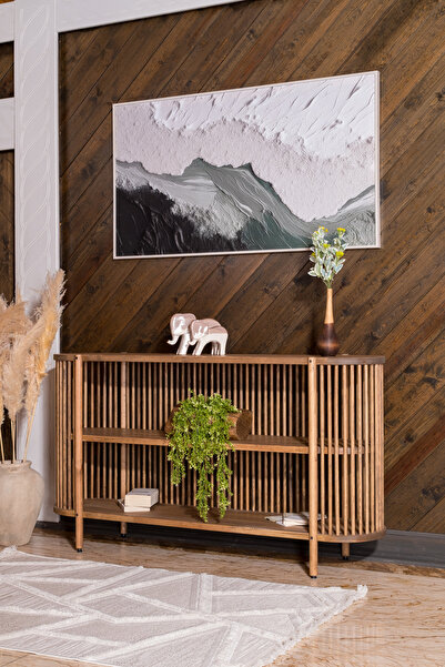 woodbaba Lathe Koyu Ceviz Ahşap Konsol | Masif Çam Gövde | Modern & Yuvarlak ...