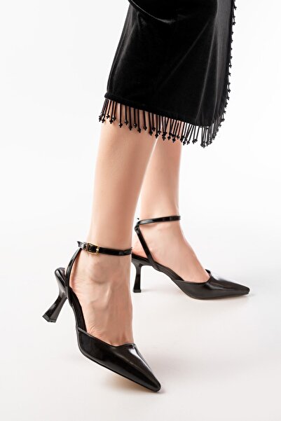 serkanseyyid ST-004 Siyah Rugan Günlük 7 cm Topuklu Ayakkabı