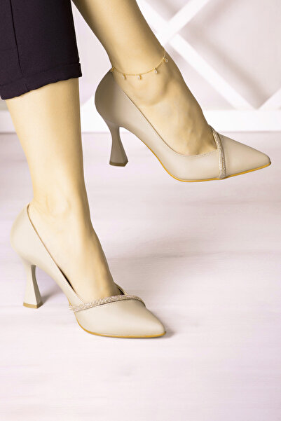 Erkan Saçmacı Večerní společenské boty Roland Ten Satin Stone s špičatou špičkou a tenkým podpatkem