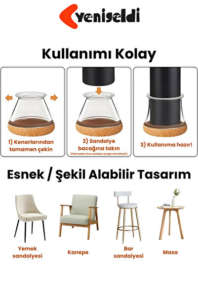 Yenigeldi 24 Pieces Round Chair Feet (T:4.1Cm W:3.9Cm) Transparent Silicone Thick Felt Chair Feet