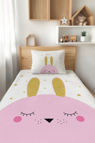 Şen Dekorasyon İSİMLİ TAVŞAN SİLÜETİ  4 MEVSİM ÇOCUK PİKE