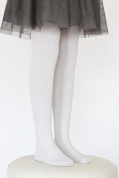 MEBA Soft Viskon Okul Çorabı Çocuk Külotlu Çorap Beyaz