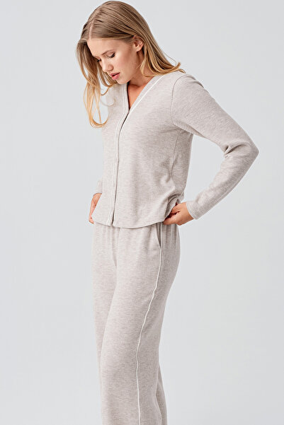 Artış Long Sleeve Buttoned Flexible Soft Textured Viscose Pajama Set