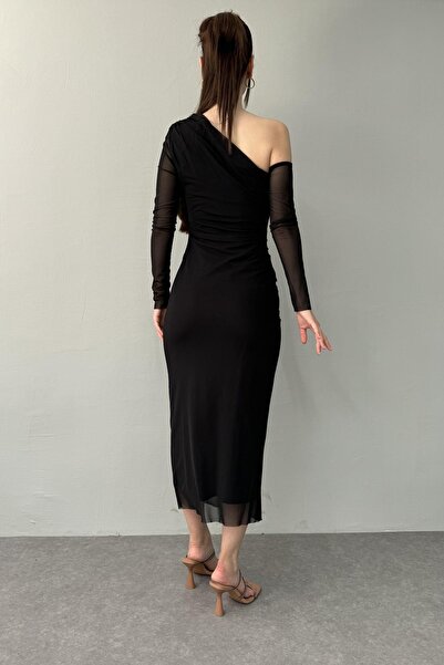 lizge giyim TÜL DETAYLI ELBİSE