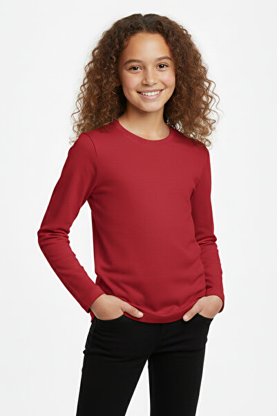 MK Mukko Kids Fată Băiat Roșu Colorat Basic Sezonal Tricou cu mânecă lungă