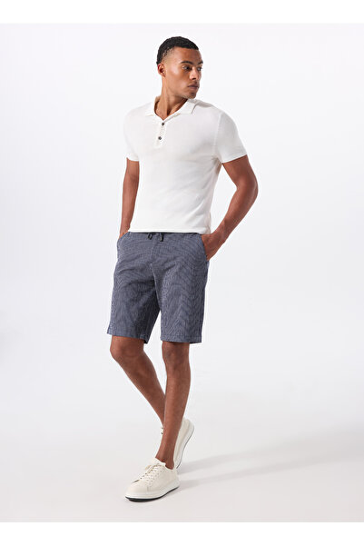 Fabrika Lacivert Erkek Bağlamalı Bel Basic Fit Bermuda Şort FABRESA