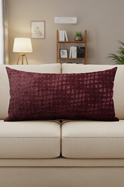 Sezyon غطاء وسادة ريفا منقوش باللون الأحمر الداكن مقاس 35×70