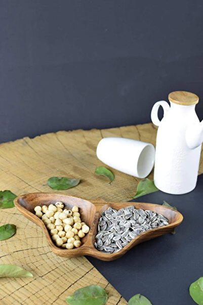 SepetçiBaba 2 Compartment Acacia Butterfly Snack Bowl