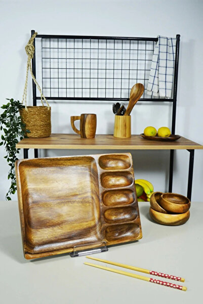 SepetçiBaba Akasya 6 Bölmeli Çok Amaçlı Sunum Tabağı