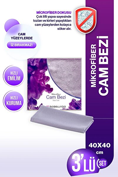 BioBellinda Mikrofiber Cam Bezi (40x40 Cm) 3'lü