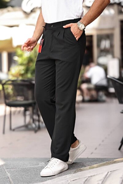 Gambocci Erkek Baggy Pileli Bol Kalıp Kumaş Pantolon