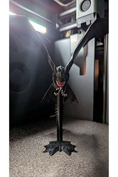 3DLİ 15 cm Dişsiz (Toothless) Ejderha Figürü - PLA Plastik Dekoratif Heykel