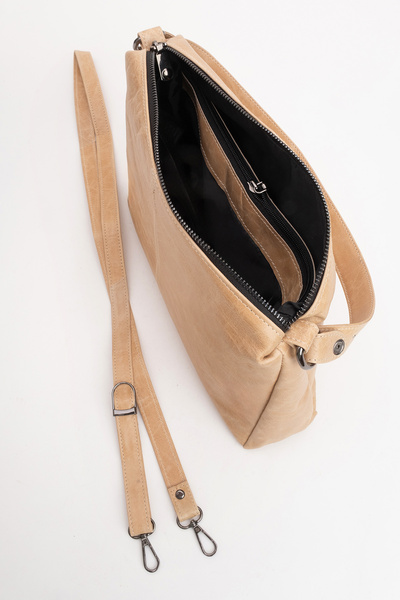 Dericlub Dericlub Avanos Women's Single Strap Hand and Shoulder Bag Real Leather Beige